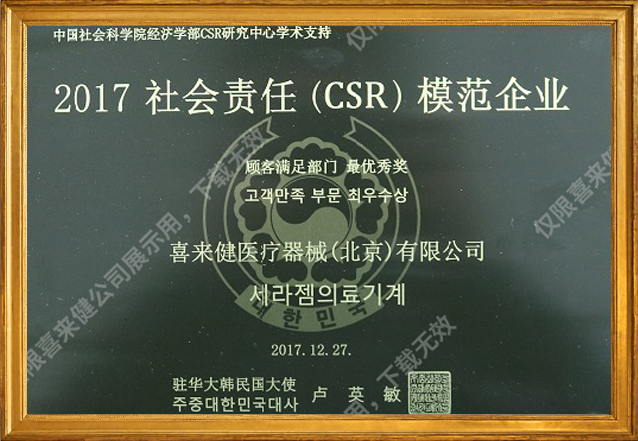 2017年社会责任(CSR)模范企业奖牌