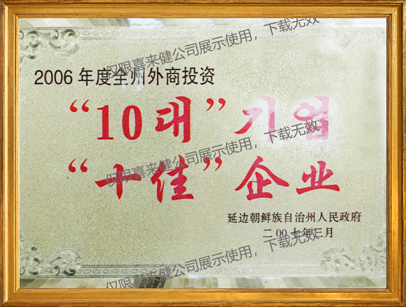2006年度全州外商投资十佳企业